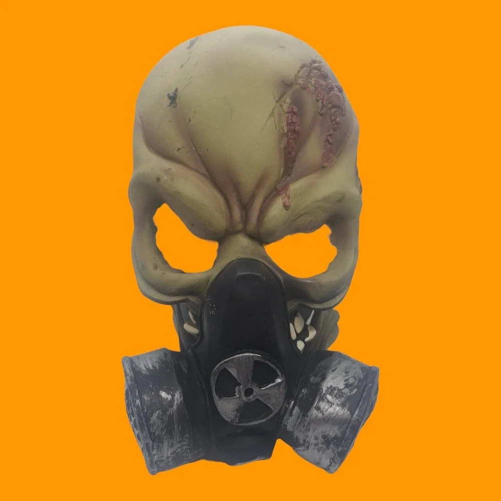 Full Face Latex Gas Mask Skull Alien Head Gasmask Halloween Costume Horr…